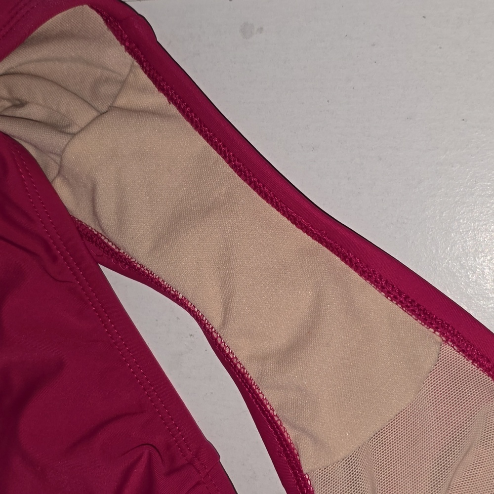 Kona Sol One Piece Swimsuit Ruffle One Shoulder Full Coverage Seat Hot Pink - Picture 11 of 15